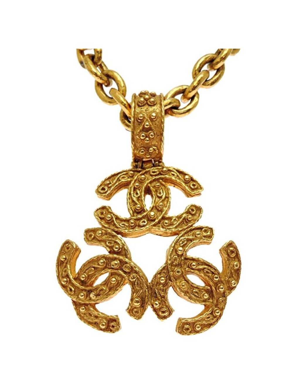 Chanel Triple Coco Necklace Gold Plated